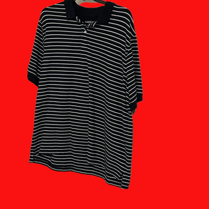 Harbor Bay men’s black & white stripe polo, size 3XL.